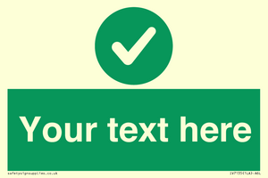 Custom green background, green circle with tick